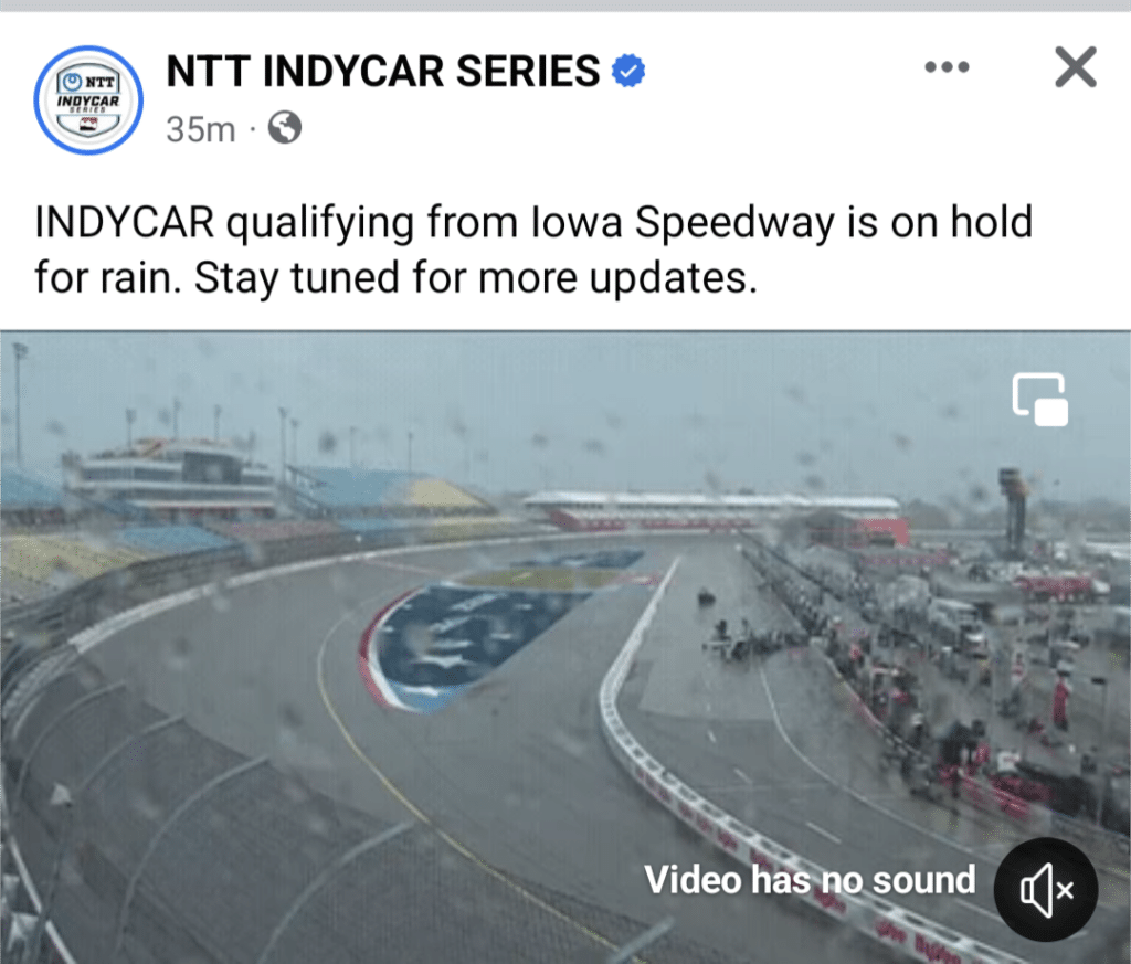 screenshot from Facebook post made by NTT IndyCar Series