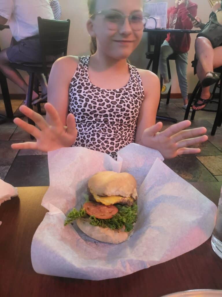 photo of Ada and her cheeseburger