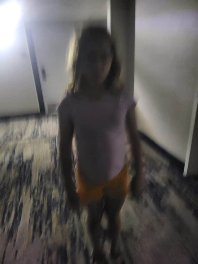 Ada in hotel hallway with no power